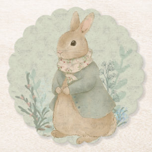 Dessous-de-verre En Papier Lapin pierre vintage avec fleurs Plaque en papier