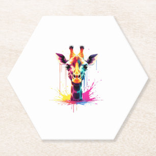 Dessous-de-verre En Papier L'art animal africain La girafe colorée pour drôle