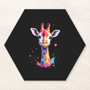 Dessous-de-verre En Papier L'art animal africain La girafe colorée pour drôle