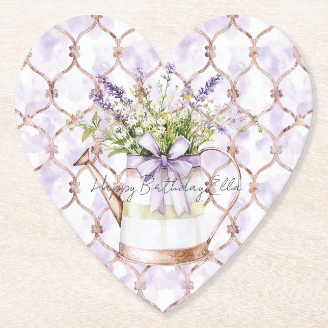 Dessous-de-verre En Papier Lavender Flowers Bow Birthday (Devant)