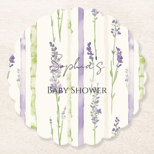 Dessous-de-verre En Papier Lavender Stripes Floral   (Devant)