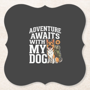 Dessous-de-verre En Papier L'aventure attend avec mon chien randonnée