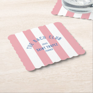 Dessous-de-verre En Papier Le Bach Club Crête Bleue Rayure Cabana Rose