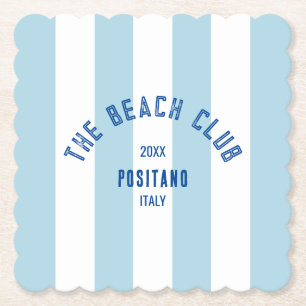 Dessous-de-verre En Papier Le Beach Club Crest Blue Cabana Stripe
