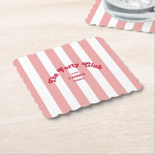 Dessous-de-verre En Papier Le Club Quarante Rose Cabane Rayure 40e Anniversai