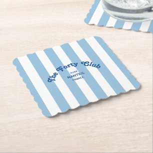 Dessous-de-verre En Papier Le Quarantième Club Blue Cabana Rayure 40e Anniver