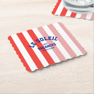Dessous-de-verre En Papier Le Soleil Vacances Côte d'Azur Cabana Stripe