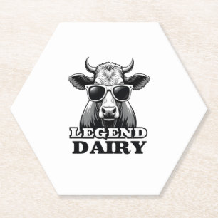 Dessous-de-verre En Papier Légende Laiterie Drôle Agriculteur Vache Agriculte