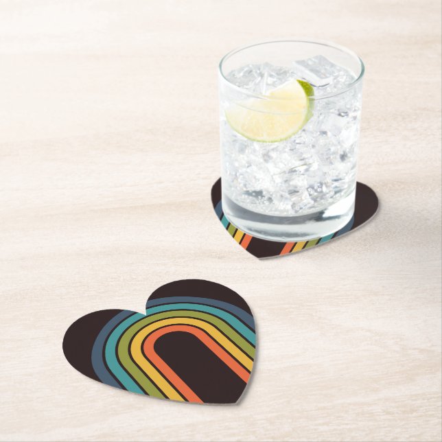 Dessous-de-verre En Papier les années 70 Orange Brown Motif Personnalisé Cuis (En situation)