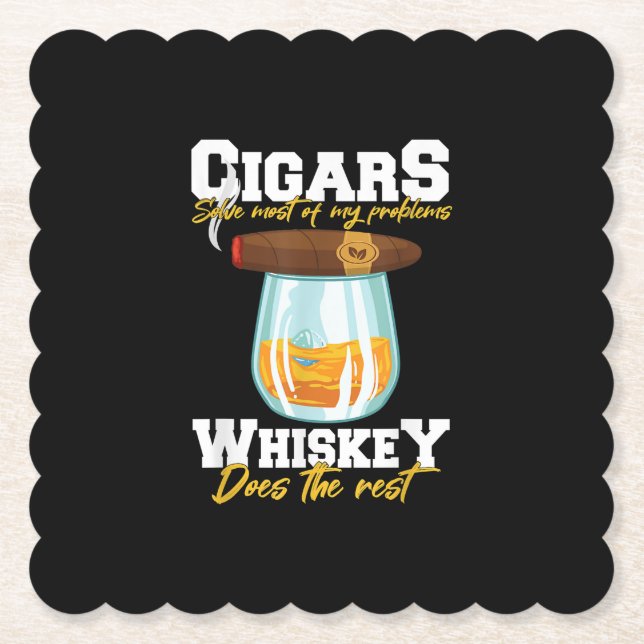 Dessous-de-verre En Papier Les Cigares Résolvent La Plupart De Mes Problèmes  (Devant)