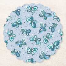 Les papillons Doodle Bugs - bleu - motif sans soud