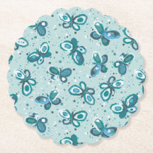 Les papillons Doodle - turquoise - motif.