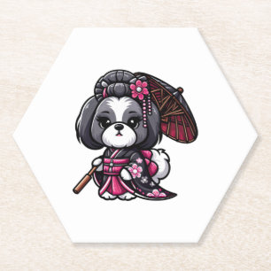 Dessous-de-verre En Papier Lhasa Apso Chien Kimono