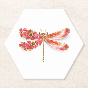 Dessous-de-verre En Papier libellule de fleurs avec sakura de bijoux