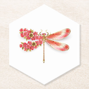 Dessous-de-verre En Papier libellule de fleurs avec sakura de bijoux