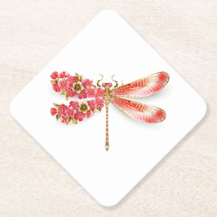 Dessous-de-verre En Papier libellule de fleurs avec sakura de bijoux