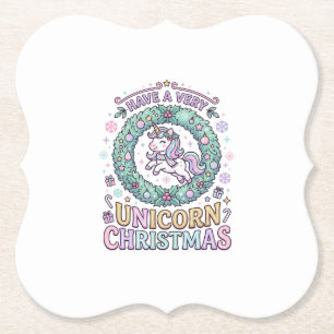 Dessous-de-verre En Papier Licorne Avoir un très Licorne Noël Gras Typogra