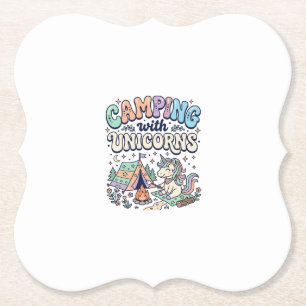Dessous-de-verre En Papier Licorne Camping avec Licorne Kawaii Autocollant et