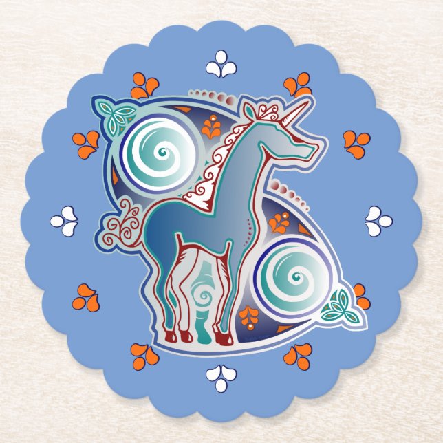 Dessous-de-verre En Papier Licorne celtique (Devant)