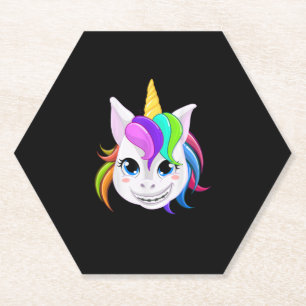 Dessous-de-verre En Papier Licorne Cool Avec Un Appareil Dentaire Drôle Corne