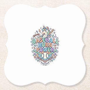 Dessous-de-verre En Papier Licorne Corne de Baseball Puissance Kawaii Design 