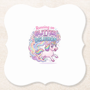 Dessous-de-verre En Papier Licorne courant sur Brillant et Illusion Charmant