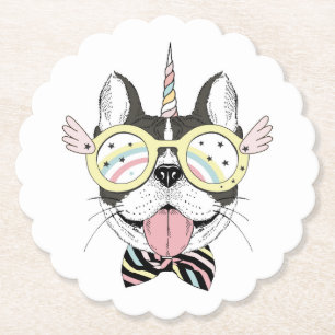 Dessous-de-verre En Papier Licorne de bouledogue français