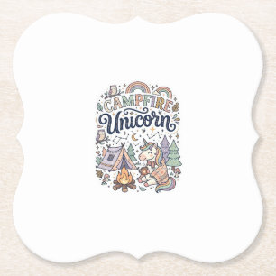 Dessous-de-verre En Papier Licorne Feu de camp Licorne Autocollant vectoriel