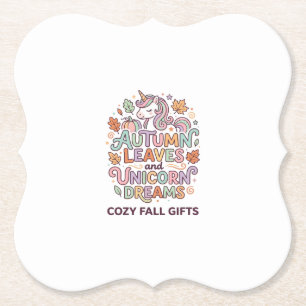 Dessous-de-verre En Papier Licorne Feuilles d'automne et rêves de licorne Typ