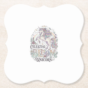 Dessous-de-verre En Papier Licorne Fleur Céleste Licorne Premium Vecteur Typo