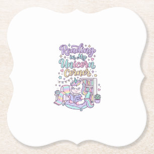 Dessous-de-verre En Papier Licorne lisant dans mon coin licorne T-shirt paste