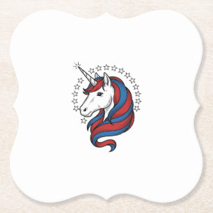 Dessous-de-verre En Papier Licorne patriotique gravure vintage vecteur Design