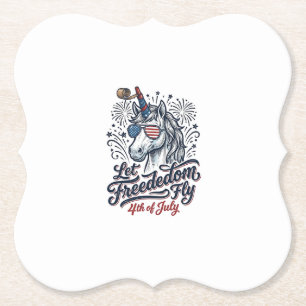 Dessous-de-verre En Papier Licorne Patriotique Maillot Volant De Liberté Du 4
