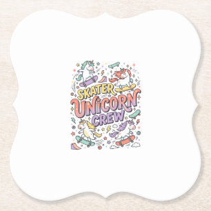 Dessous-de-verre En Papier Licorne Skater Licorne Crew Capriceux Zazzle Desig