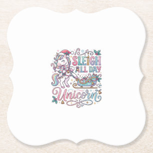 Dessous-de-verre En Papier Licorne Traîneau Toute La Journée Licorne Adorable