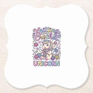 Dessous-de-verre En Papier Licorne Tricot Crochet Licorne Charmant Fond Blanc