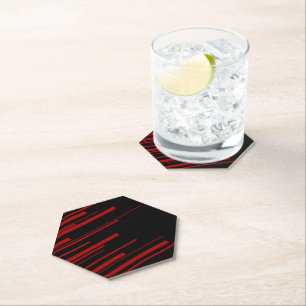 Dessous-de-verre En Papier Lignes diagonales en rouge et noir