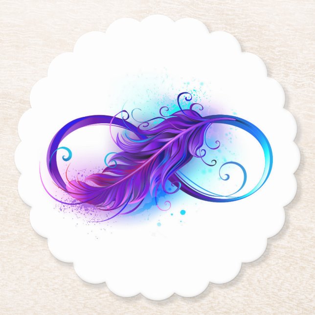 Dessous-de-verre En Papier L'infini avec plume violette (Devant)