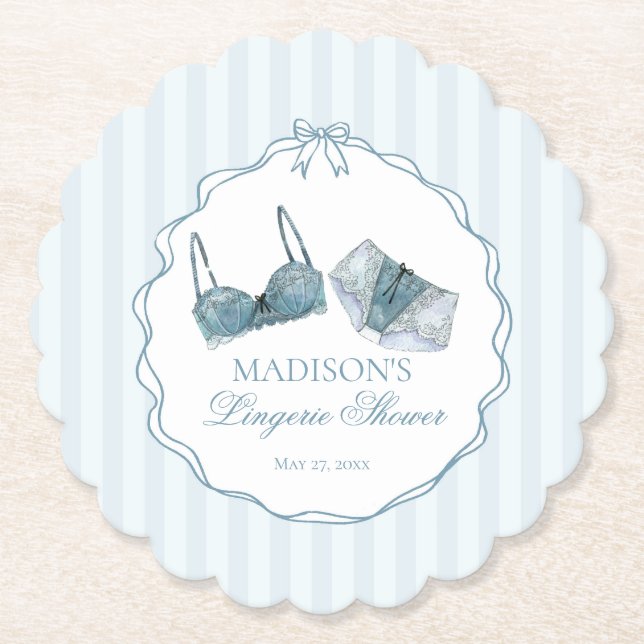 Dessous-de-verre En Papier Lingerie bleu quelque chose de Shower Lace Enterre (Devant)