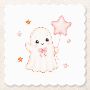 Dessous-de-verre En Papier Little Boo Fantôme Fête Prénatale d'Halloween po