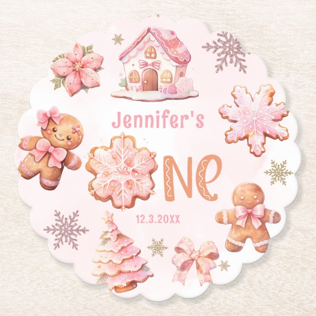 Dessous-de-verre En Papier Little Cookie Christmas 1st Birthday (Devant)