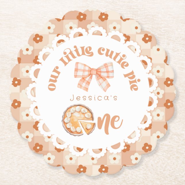 Dessous-de-verre En Papier Little cutie Pie tourne Un 1er anniversaire (Devant)