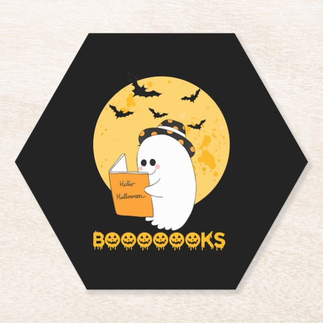 Dessous-de-verre En Papier Livres Chemise Boo Lire Livres Halloween (Devant)