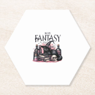 Dessous-de-verre En Papier Livres de sorts de chats noirs Halloween rose Poti