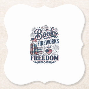 Dessous-de-verre En Papier Livres Feux d'artifice et Liberté Lecteur Patrioti