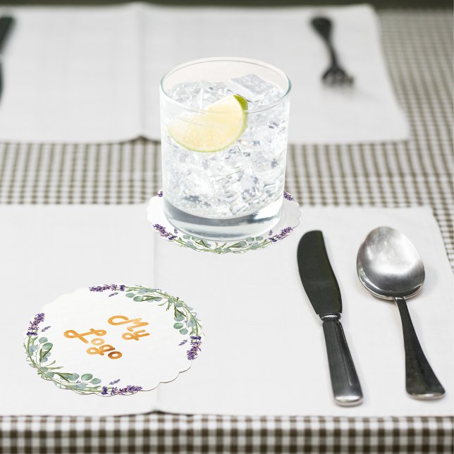 Dessous-de-verre En Papier Logo de l'entreprise de fleurs de lavande eucalypt (Créateur téléchargé)