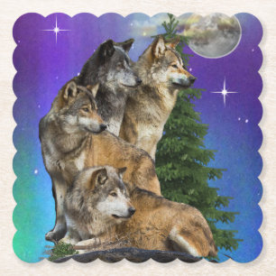 Dessous-de-verre En Papier Loup et Lune