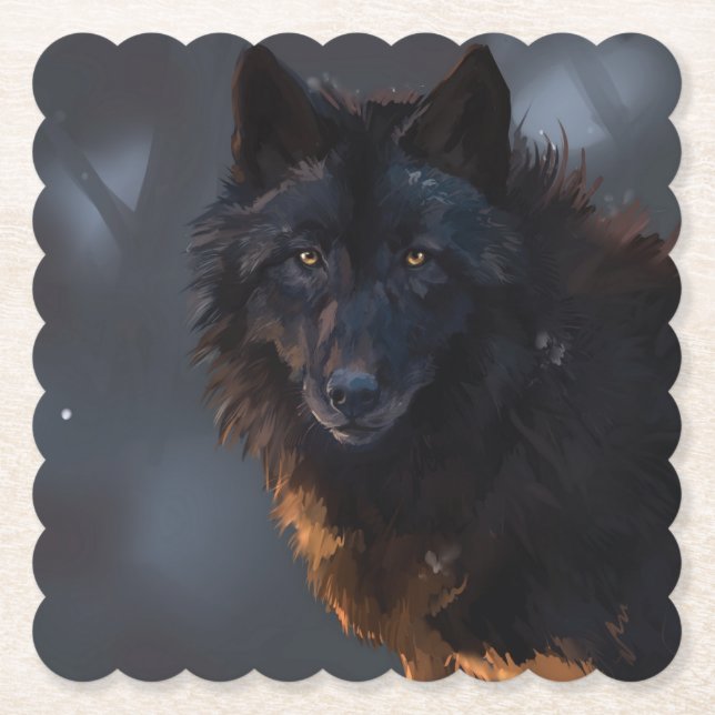 Dessous-de-verre En Papier Loup noir (Devant)