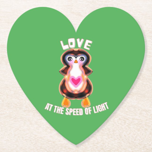 Dessous-de-verre En Papier Love at the Speed of Light Penguin Gift (Devant)