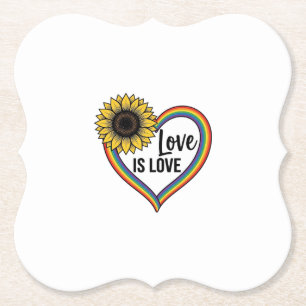 Dessous-de-verre En Papier Love Is Love Tournesol Cœur Vintage Vector T-Shirt